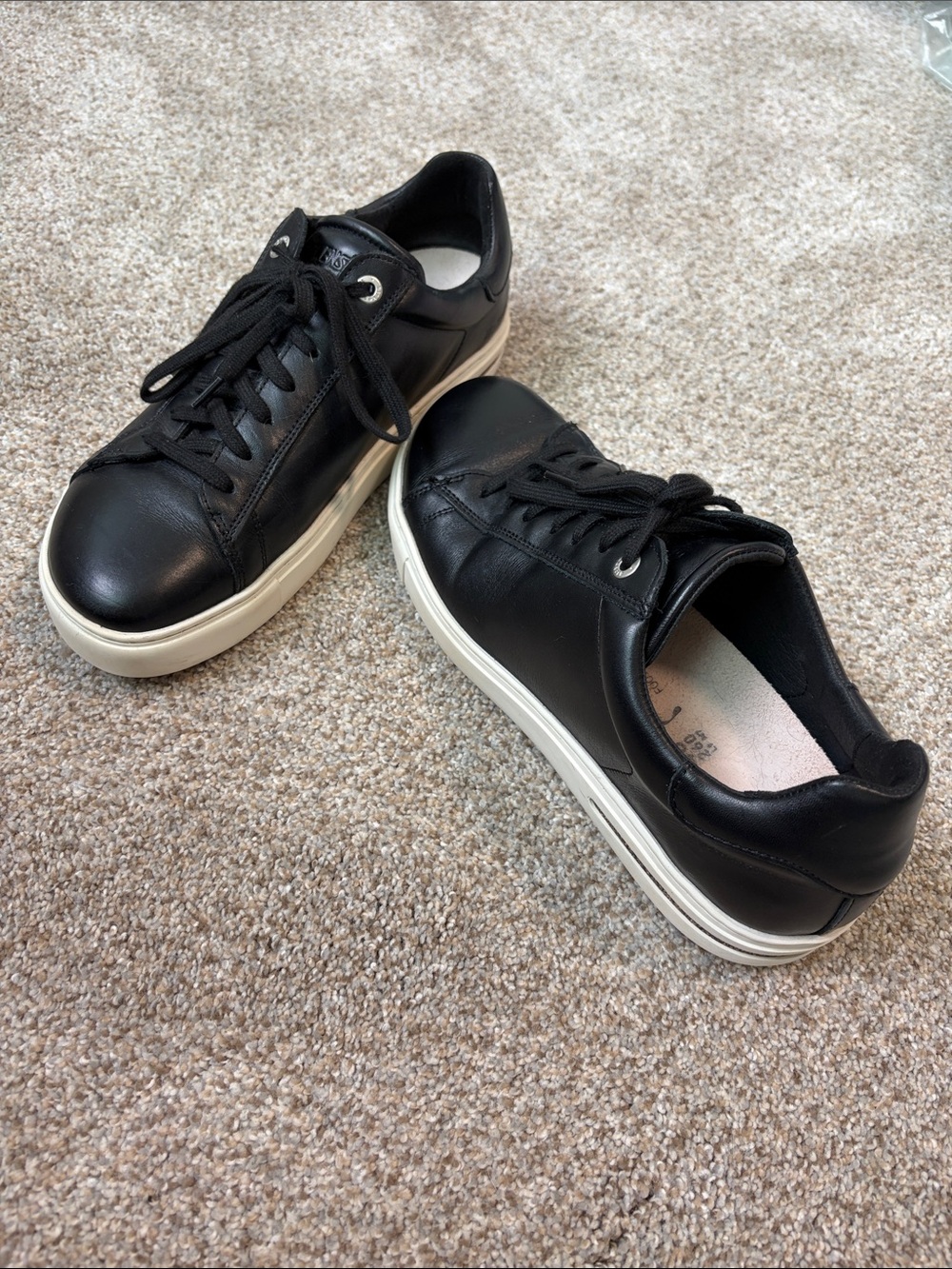 Birkenstock Black Leather Sneakers with Cream Sole